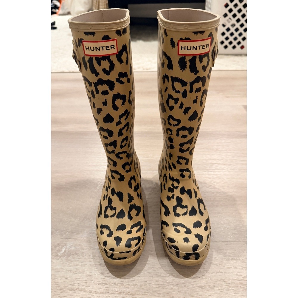 Hunter Original Kids Tall Leopard Rain Boots 4B/5G EU36 Women's 5 Animal Print